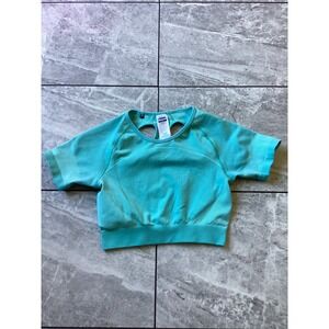 Gymshark Vital Seamless 2.0 Short Sleeve Crop Top Teal Turquoise M